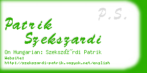 patrik szekszardi business card